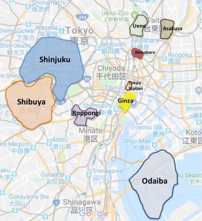 tokyo'da nerede kalınır harita